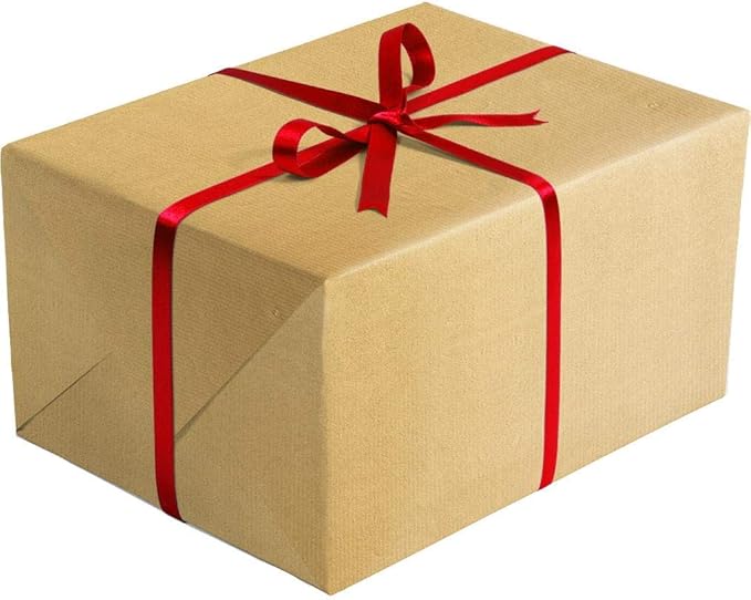 Jillson Roberts Bulk Gift Wrapping Paper, Two-Sided Kraft Red & Gold, 1/2 Ream 417' x 24"