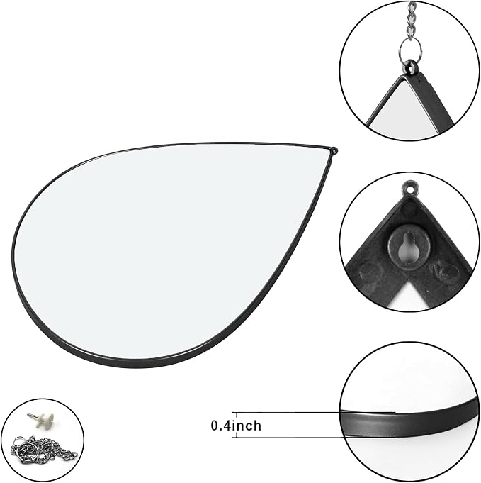 DECANIT Black Mirrors for Wall Decoration Teardrop Mirrors for Living Room Decor & Home Decor, Pack of 3
