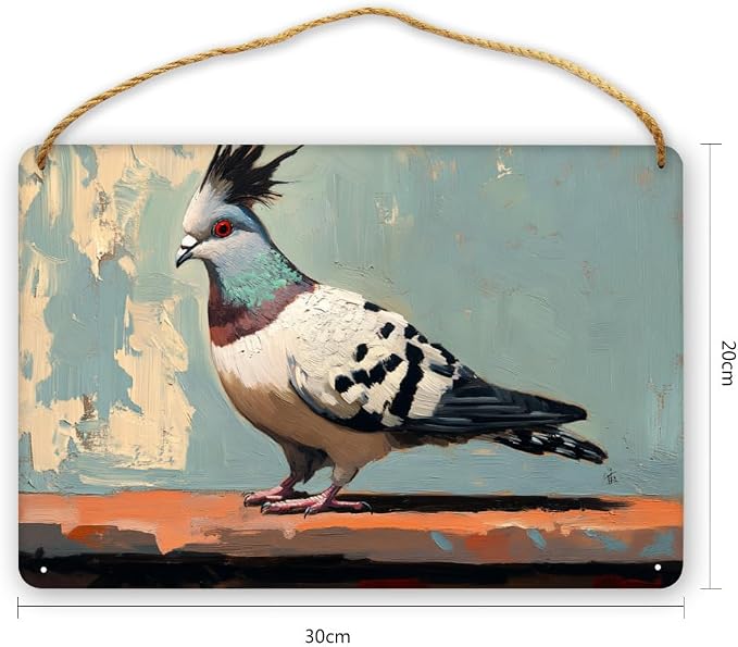 Pigeon Art Rustic Wooden Wall Art – 12x8 Inch Farmhouse Wood Sign for Living Room Entryway, Charming Bird Wood Decors for Nature Lovers & Cozy Home Enthusiasts