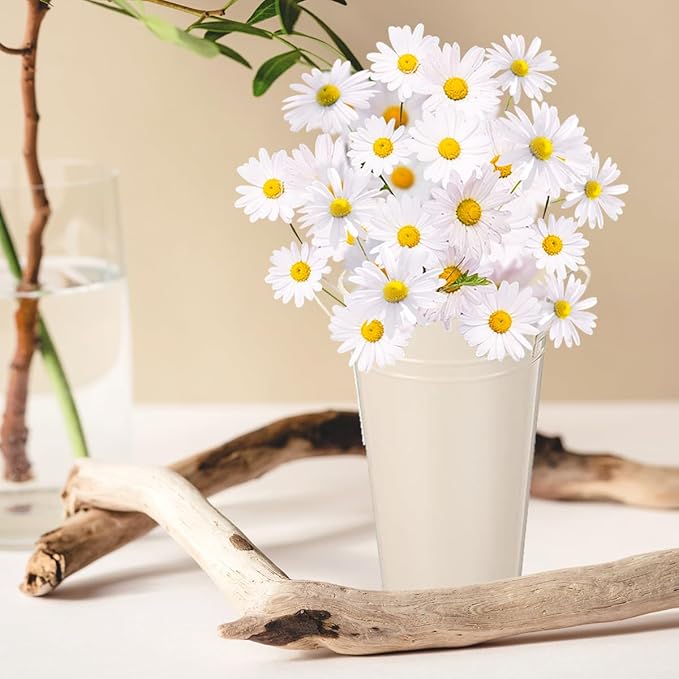 6 Pcs Galvanized Metal Vases with Handle Flower Metal Planter Galvanized Buckets Bulk Farmhouse French Flowers Bucket for Home Decor Wedding Table Centerpiece Decorations (Beige, 9.8 Inch)