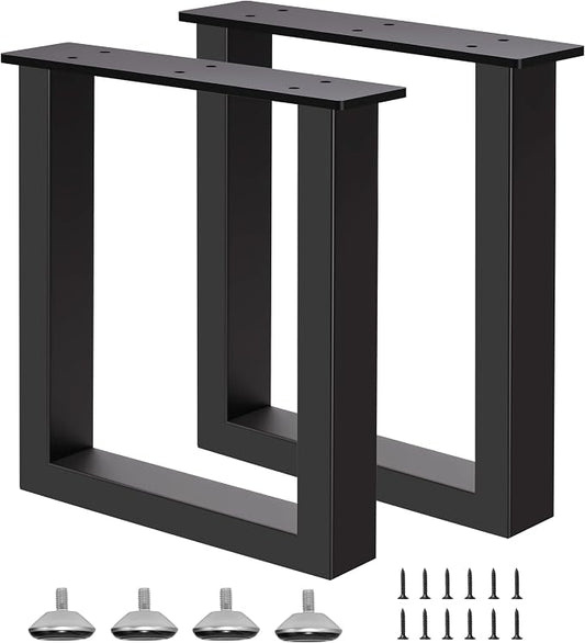 16 Inch Metal Bench Legs Set of 2, Heavy Duty Steel Coffee Table Legs, DIY Furniture Feet with Screws and Adjustable Foot Pads