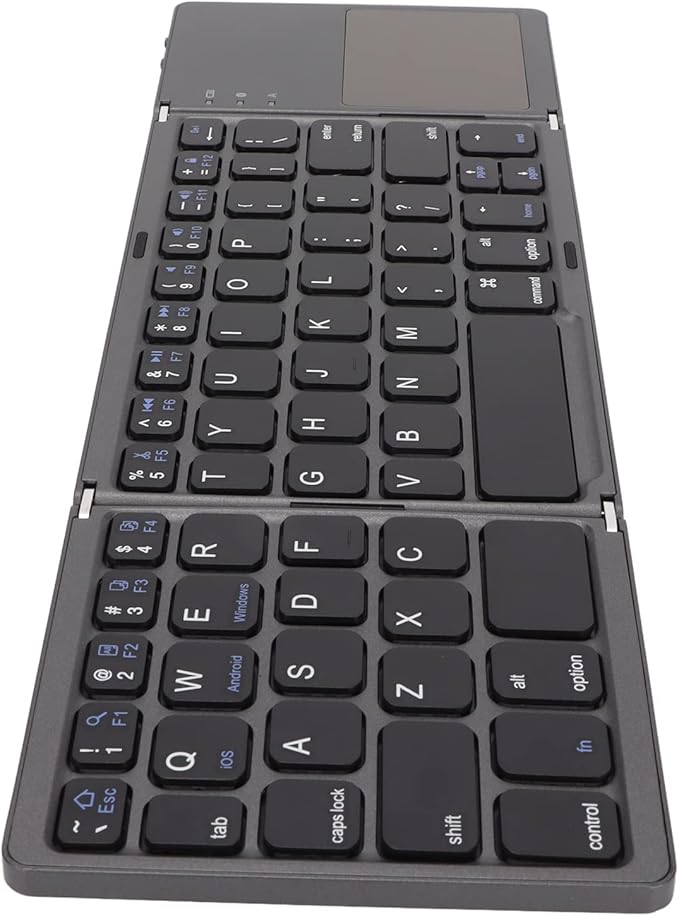 Gugxiom Foldable Wireless Keyboard with Touchpad, Foldable Design 63 Keys BT 3.0 Keyboard for Smartphone Tablet Laptop Travel, Mute, Pocket Size, USB Charging (Dark Gray)