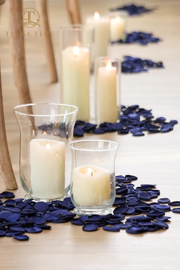 TINGE TIME 200pcs Rose Petals and Fake Roses Artificial Flowers for Wedding Decor, Bridal Shower, Party Decoration - Silk Flower Petals Bulk Pack (Navy Blue)