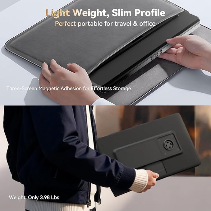 FQQ 15.6" Detachable Laptop Screen Extender, FHD 1080P IPS Dual/Triple Portable Monitor for Laptop, USB-C/HDMI Plug & Play, Multi/Extra Travel Display Computer Monitor for 12-18.5" Win/Mac/Android-S9H