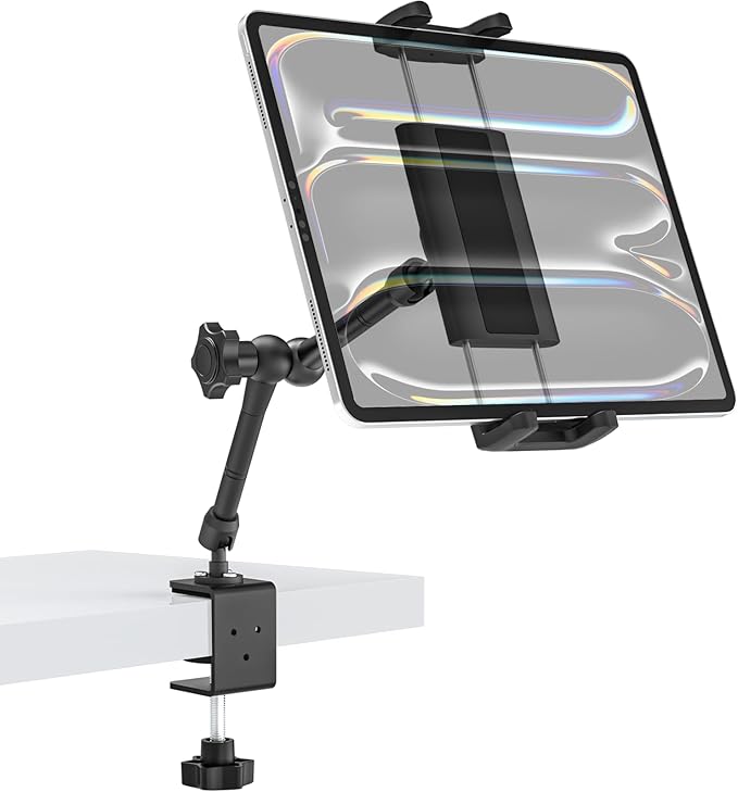 Charchendo Tablet Stand for Desktop, 360° Rotating iPad Holder - Multi-Angle Aluminum Adjustable & Foldable Desk Mount, Compatible with 4-15.6'' iPad Pro/Air/Mini, iPhones, Galaxy Z, E-Book