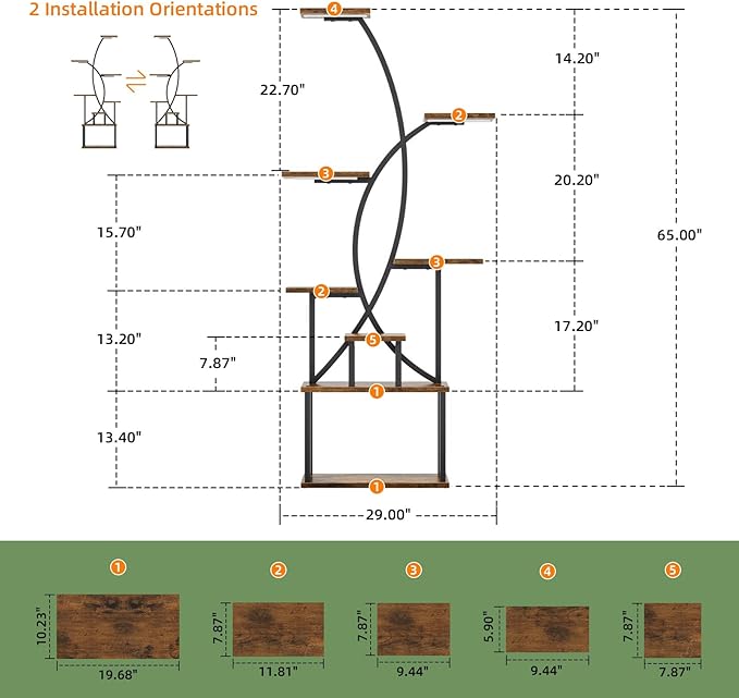 JUSTOGO Plant Stand Indoor with Grow Lights, 8 Tiered Tall Plant Shelf for Indoor Plants Multiple, 65" Large Corner Plant Stands, Metal Flower Holder Display Plant Rack for Living Room, Home, Patio