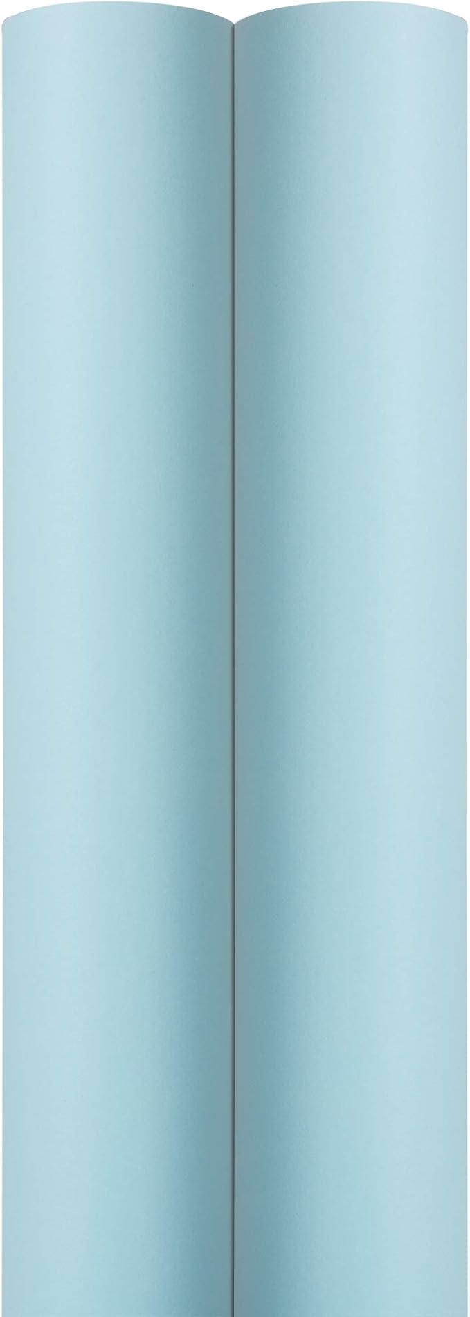 JAM Paper Gift Wrap - Matte Wrapping Paper - 50 Sq Ft Total (30 in x 10 Ft Each) - Matte Light Baby Blue/Pool Blue - 2 Rolls/Pack