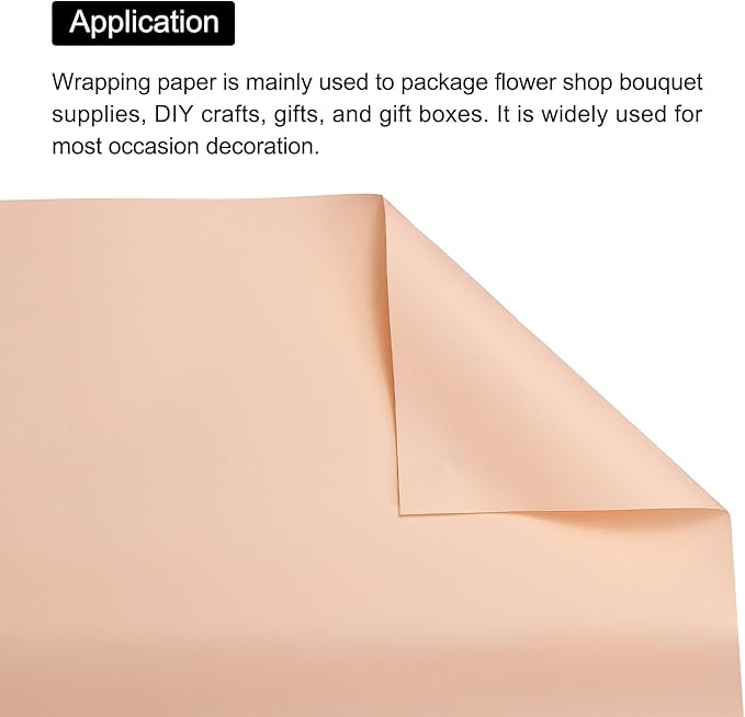 MECCANIXITY Set of 20 Flower Wrapping Paper 22.8x22.8 Inch Waterproof Florists Wrapping Paper for Florist Bouquet Supplies, DIY Crafts, Gift/Gift Box Packaging Light Orange