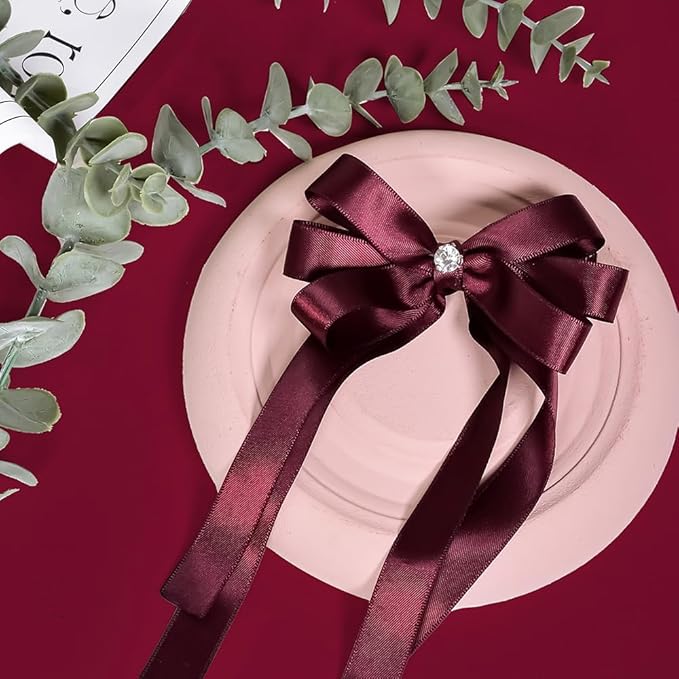 YAMA Burgundy Double Face Satin Ribbon - 5/8" 25 Yards Burgundy Ribbon for Gift Package Wrapping,Floral Design,Hair Bow Clip Making,Crafting,Sewing,Wedding Decor