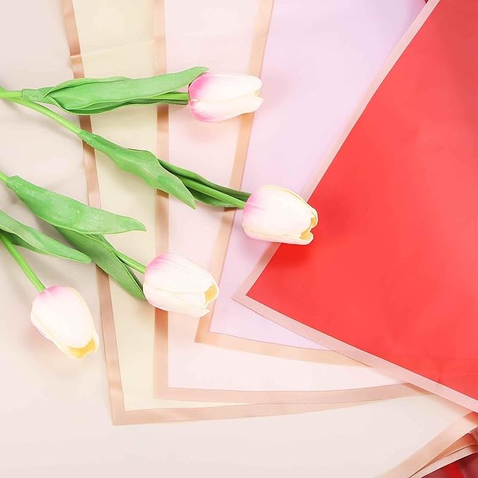 MECCANIXITY Flower Bouquet Wrapping Paper, 56cm/22 Inch Waterproof Floral Wrapping Paper for Flower Bouquet DIY Gift, Wedding, Birthdays, Valentine's Day, Pack of 20(Pure White)