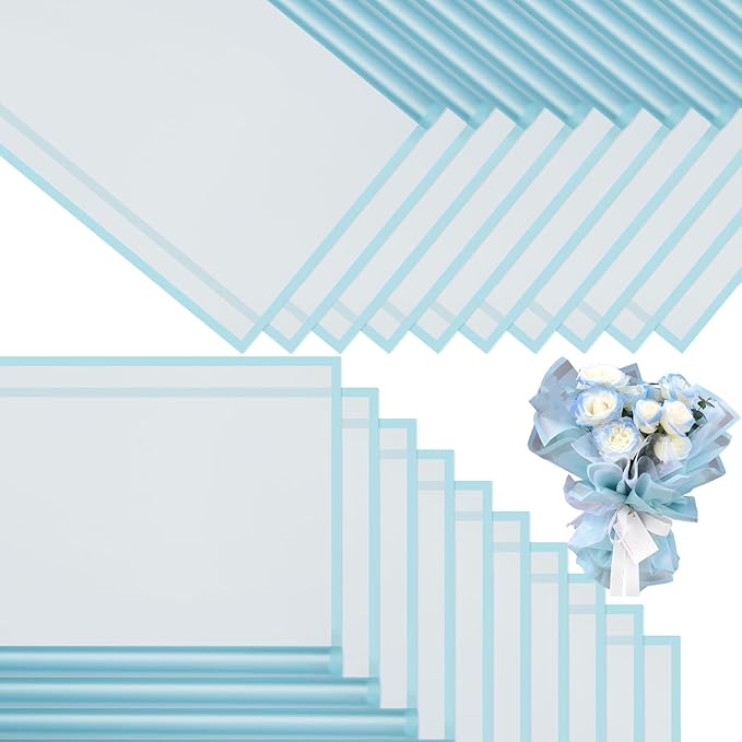 DEWJDFSC 20 Sheets Flower Wrapping Paper,Waterproof Floral Korean Bouquet Wrapping Paper, Florist Supplies, Suitable for Flowers Gift Packaging （Blue-3）
