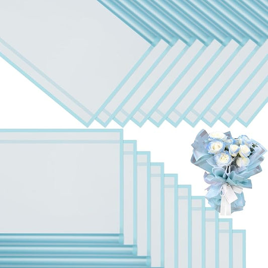 DEWJDFSC 20 Sheets Flower Wrapping Paper,Waterproof Floral Korean Bouquet Wrapping Paper, Florist Supplies, Suitable for Flowers Gift Packaging （Blue-3）