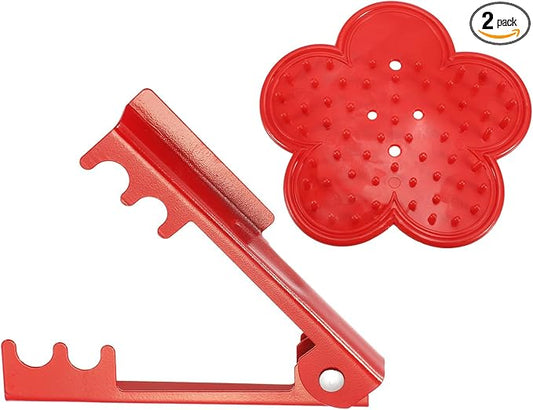 HARFINGTON 2pcs Rose Thorn Stripper Tool Set 5.5" 4.7" Metal PVC Flower Thorn Leaf Remover Flower Stem and Leaf Stripping for Gardening Home Florist Arrangement, Red