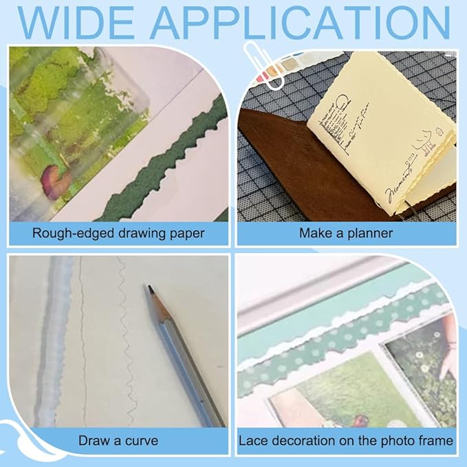 AHANDMAKER 1Pc Tearing Ruler Deckle Edge Tool Acrylic Transparent Paper Crafting Ruler for Scrapbooking Card Making Watercolor Journaling Christmas Birthday Gift Decoration 11.34in