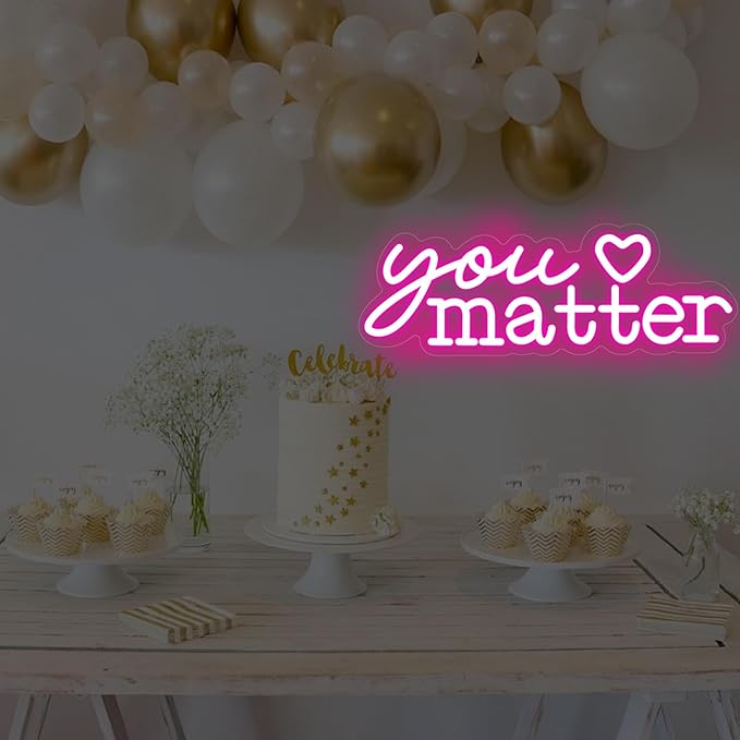 You Matter Neon Sign for Wall Decor, Positive Affirmation Art, Classroom Office Decor, Gift for Teacher, Encouraging Light, Pink Led Light for Bedroom, Club, Gifts For Birthday, Christmas Party Girls Gift