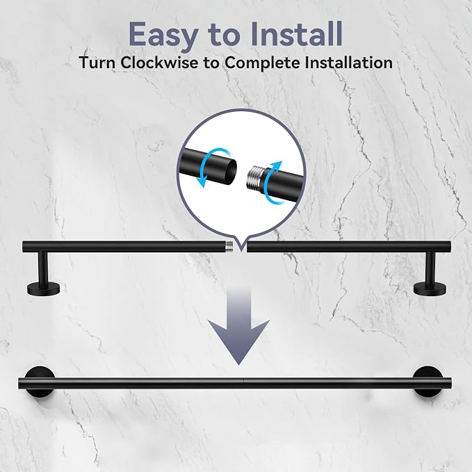 Matte Black Towel Bar, 30 Inch Bathroom Towel Rack (Total Length 32-Inch), Towel Holder Wall Mounted, Thicken SUS304 Stainless Steel Towel Rod Modern Home Decor