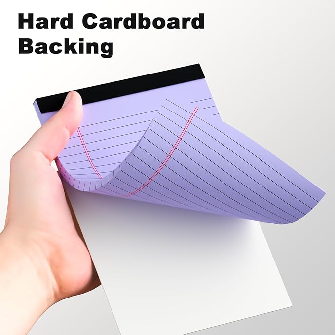 AILZFEI 6pcs Small Legal Pad 5x8 College Ruled Purple Legal Pads Notepads 6 Pack Study Back Writing Pads 5 x 8 Perforated Narrow Ruled Pads of Paper Purple