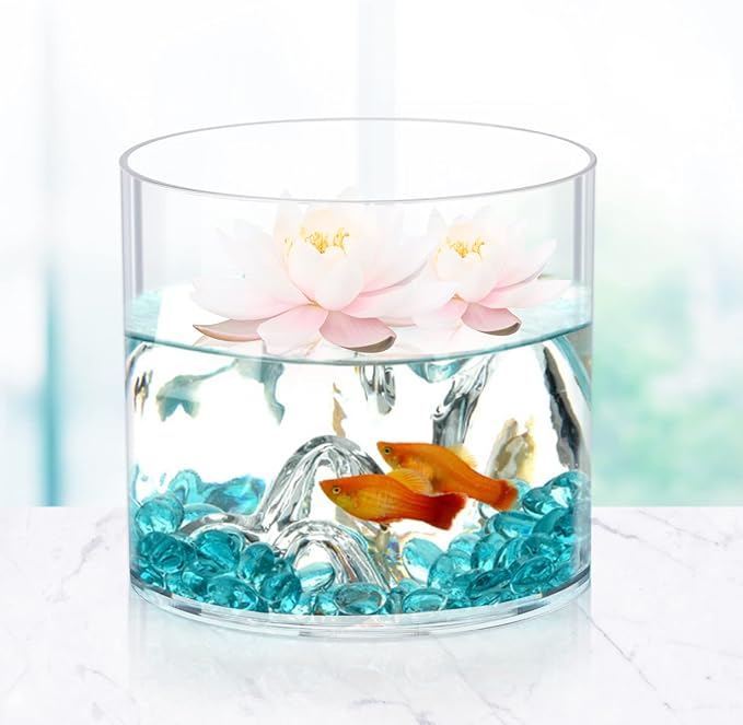 JYPS Clear Vase Set of 3, Polycarbonate, Round, Transparent, Wide Mouth, 6 inches, Ideal for Wedding Decor, Flowers, Bedroom, Living Room, Bathroom, Break Resistant