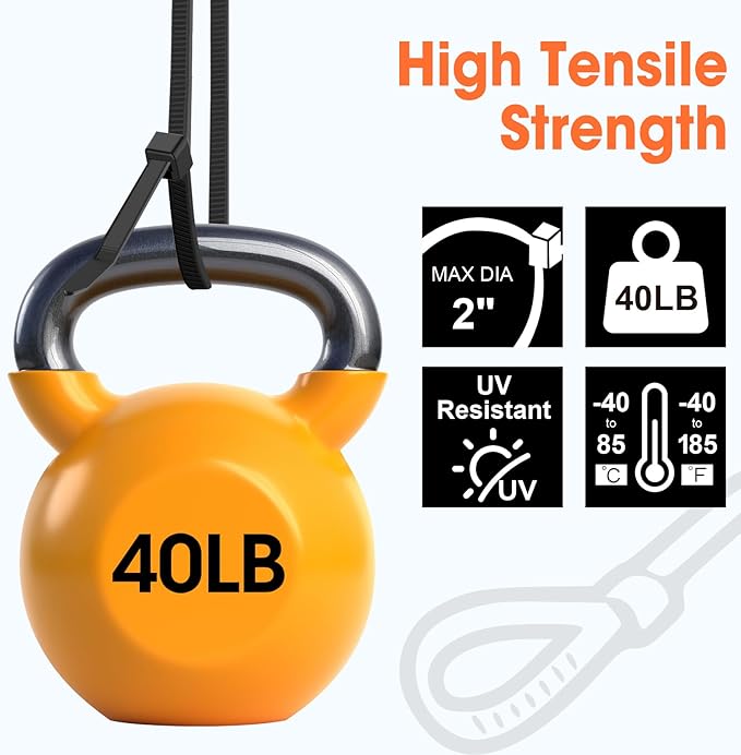 2000 PCS Zip Ties 8 Inch, Cable Ties 40lbs Tensile Strength, Black Zip Ties for Indoor and Outdoor Use, UV Resistant Wire Ties