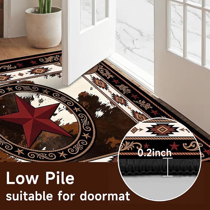 Vintage Star Rugs Non Slip Rustic Farmhouse Floor Mat Washable Carpet for Entryway Bedroom Living Room Nursery Playroom Classroom Home Decor,3'x5'