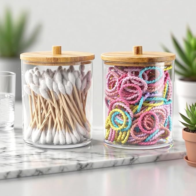 Pink Bathroom Accessories Set, 10 Pieces Bamboo Bathroom Set with Trash Can, Tray, Soap Dispenser, Soap Dish, Toothbrush Holder, Toothbrush Cup, Tissue Holder, Toilet Brush and Qtip Holders