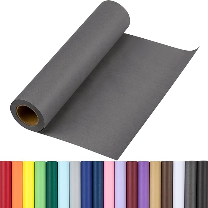 RUSPEPA Dark Gray Kraft Wrapping Paper Roll, 17.5"x 393"(32.8'), Recyclable Gray Gift Wrap Paper for Birthday Gift Wrapping, Table Covering, Art & Craft Supplies, Bouquet Flower, 80GSM
