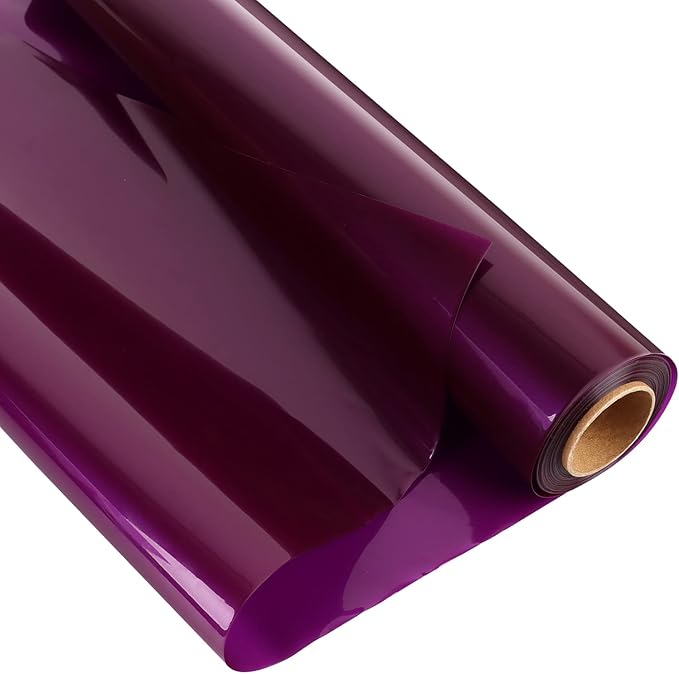 Cellophane Wrap Roll-Purple Gift Wrapping Paper Roll 34 In Wide X 100 Ft Long, 3 Mil Thick Plastic Cello Translucent Wrapping Paper for Baskets, Hampers, Flower Bouquets, Treats, DIY Arts Crafts Décor
