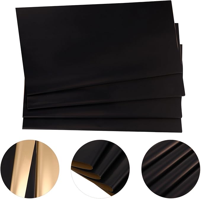 UTHCLO 20Pcs Decorative Wrapping Paper Double-Sided Floral Bouquet Packaging Paper for DIY Crafts Flowers Black and Gold