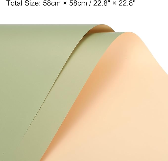 MECCANIXITY 10 Pcs Double Sided Color Flower Wrapping Paper Yellow-Green+Champagne 22.8"x22.8" Waterproof for Florist Bouquet Supplies, DIY Crafts, Gift Box Packaging