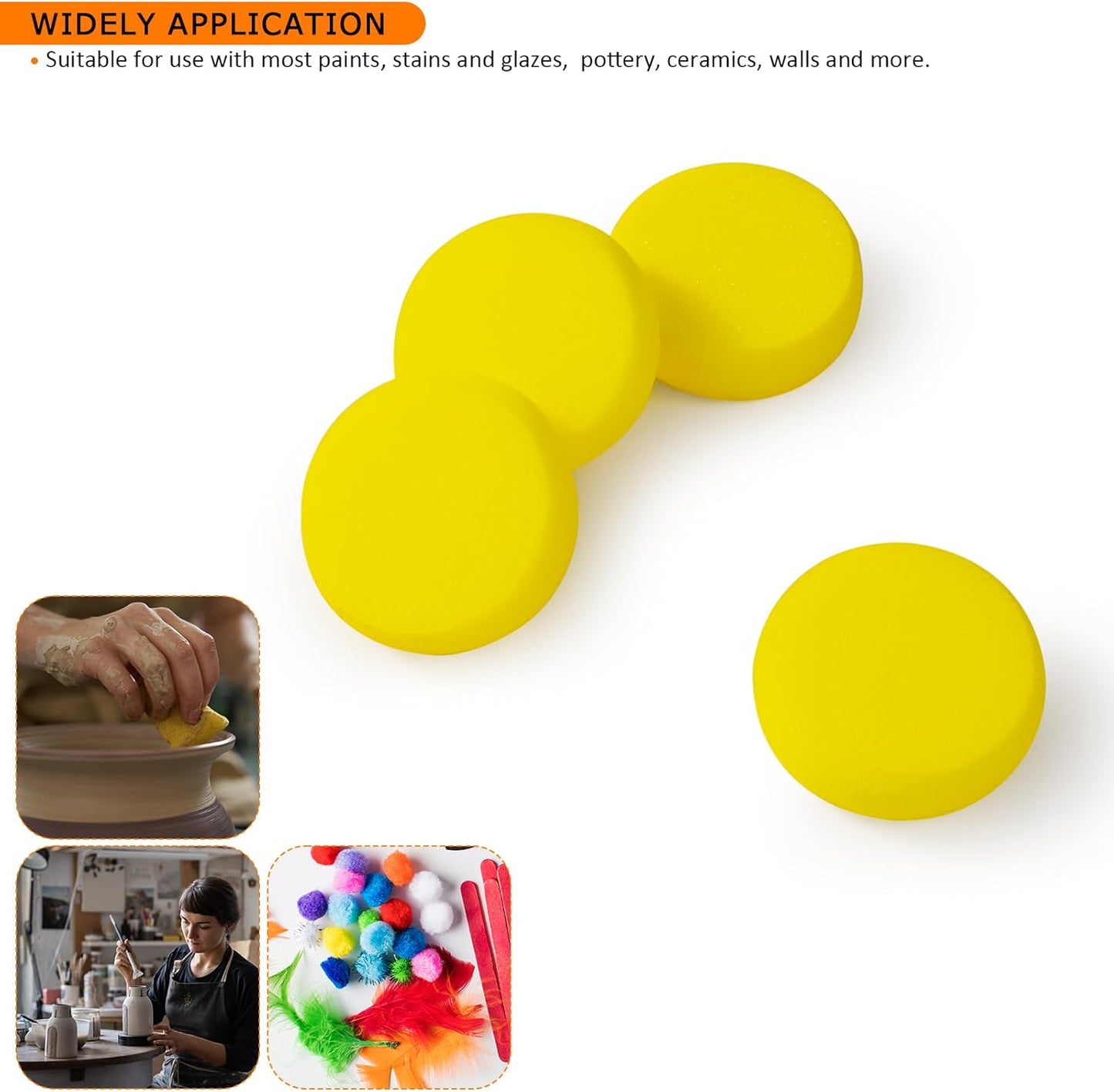 Skiennix Small Round Synthetic Artist Sponges - 30 Pcs, 2.9 Inch for Watercolor Painting & Crafts