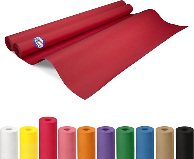 36" x 1200" (100 ft) Christmas Red Kraft Paper Roll, Pack of 2 - USA-Made Quality Craft Paper for Gift Wrapping, Kids' Arts & Crafts, School Projects - Natural Material 50lb Thickness by IDL Packaging