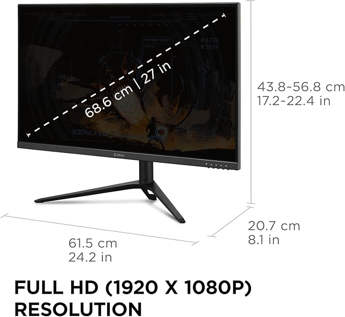 ViewSonic VX2728J 27 Inch 1080p IPS Gaming Monitor with 180Hz, 0.5ms, FreeSync Premium, NVIDIA G-Sync Compatible, Advanced Ergonomics, HDMI, and DisplayPort Inputs