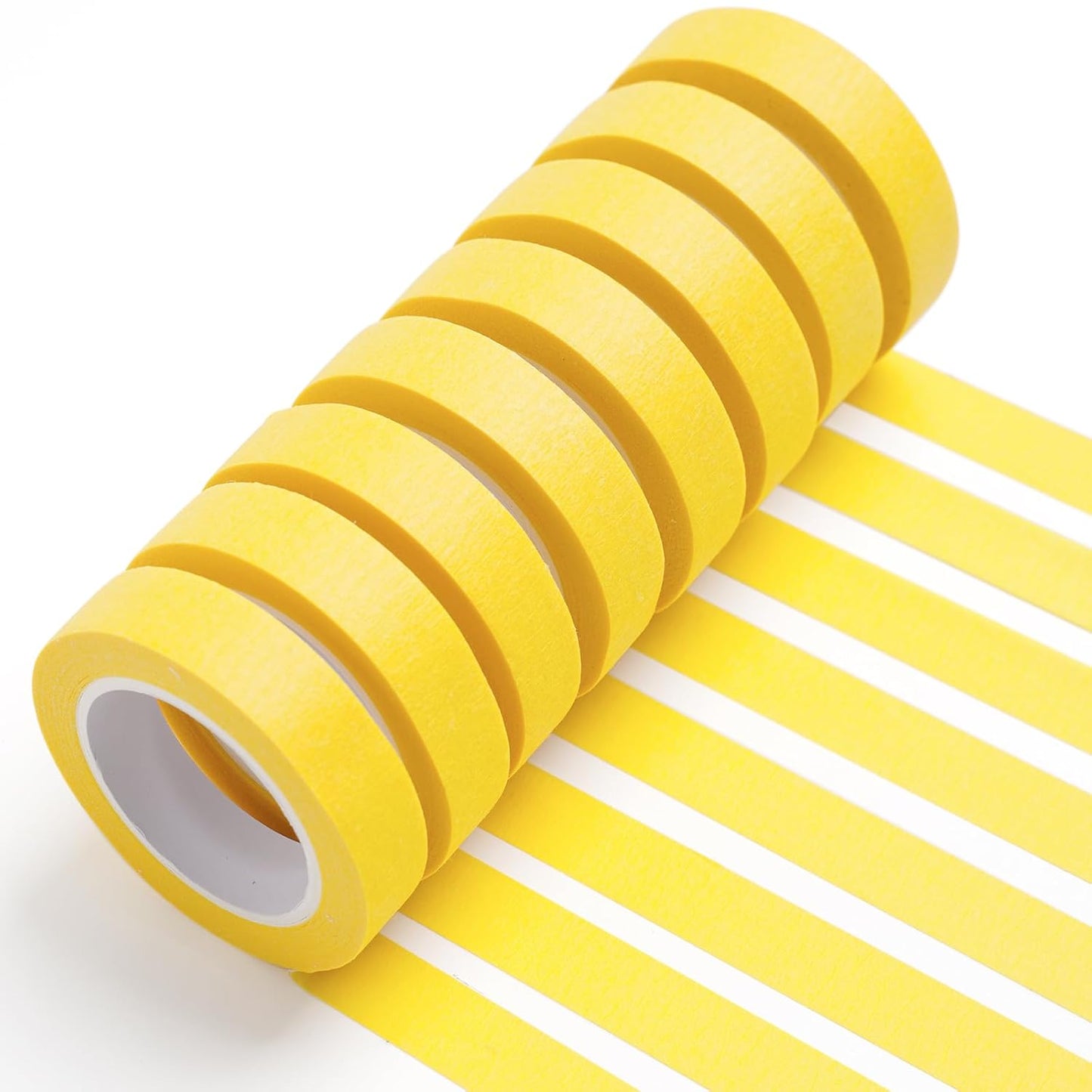 UMETDO 8PCS Colored Masking Tape - Yellow Painter's Tape for Kids' Crafts & DIY Projects | 1/2 Inch Rolls
