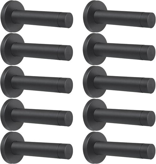 DOKU 10Pcs Heavy Duty Door Stopper - 3.5 Inch Stainless Steel with Rubber Tips | Matte Black
