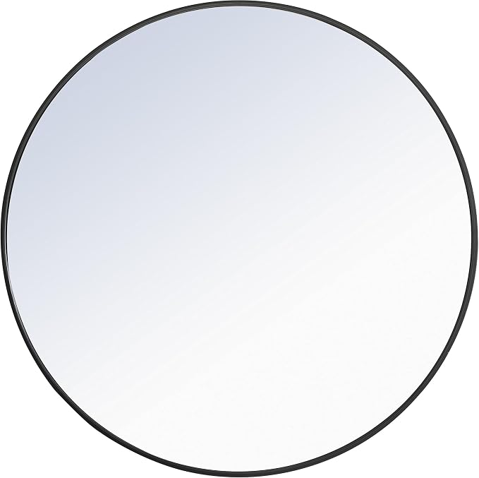 Elegant Decor Eternity 36" Round Metal Frame Mirror in Black