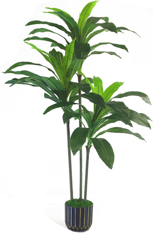 Artificial Plants Indoor-4ft Artificial Dracaena Plant – Fake Tree Realistic Fake Indoor Plant with Zero Maintenance for Home and Office Decor Sonvviky