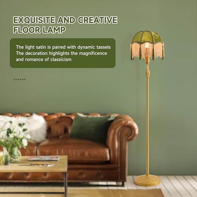 Vintage Floor Lamp - 62.6" Mid-Century Modern Standing Light Nordic Reading Lamp for Living Room/Bedroom/Office/Dorm | Classic Luxe Design