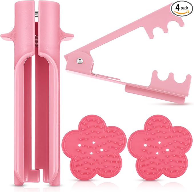 Lasnten 4 Pcs Rose Thorn Stripper Tool Thorn Remover Rose Cleaner Tool to Remove Leafs Thorns for Christmas Wedding Home Flower Shop DIY Florist Gardening Making Floral Arrangement(Pink)