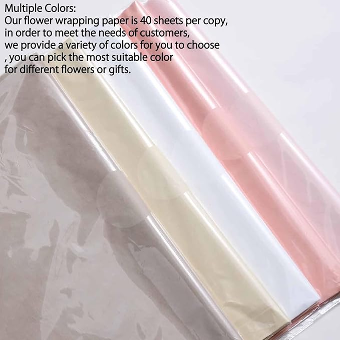 FAYADA Flower Wrapping Paper Bouquet, Korean Cotton Wrapping Flower Paper,Withdrawable Lining Paper,40 Small sheets Non-Woven Waterproof Flower Bouquet Wrapping Paper for Fresh Flowers (Brown)