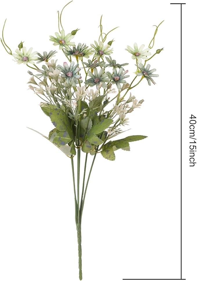 Artificial Flowers Wildflowers Silk Daisy Spring Fake Daisies Decoration Summer UV Resistant Colorful Mixed Bundles Faux Greenery Outdoor Plant Stem Filler for Home Decor Indoor Floral Arrangements