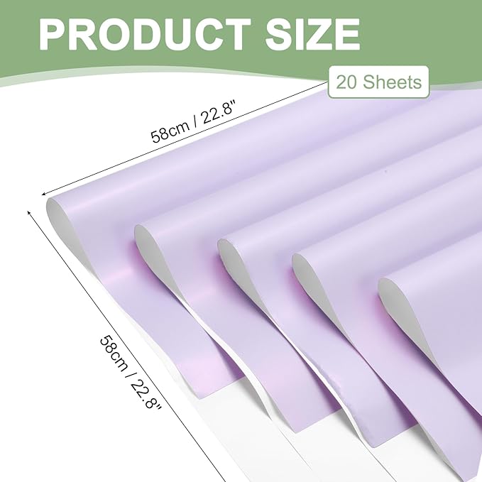 PATIKIL Flower Gift Wrapping Paper, 20 Sheets Double Sided Waterproof Bouquet Paper Wrap Florist Packaging Floral Papers for Wedding DIY Craft Valentine Mother's Day, Purple