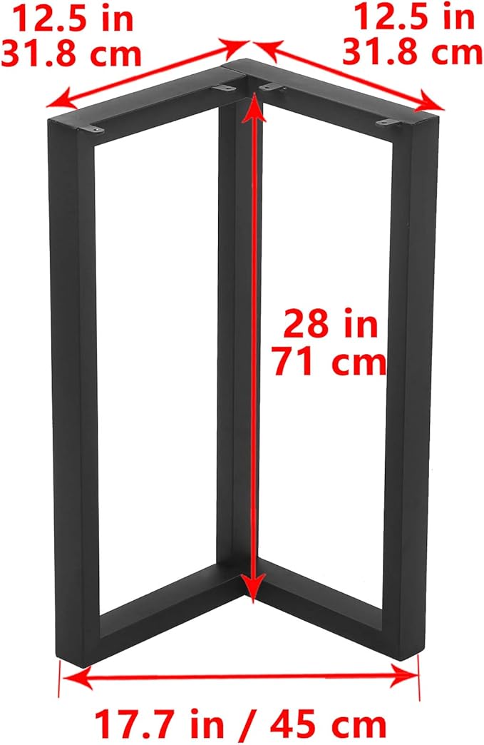 MBQQ 2 Pcs V Shape Table Legs - Heavy Duty Metal, Dining Table & DIY Iron Bench Legs (H28"xW17.7")