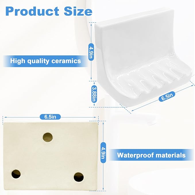 White Retro Ceramic Bathroom Soap Holder, Mid Century Ceramic Soap Stand, Soap Holder Shower Tray for Home Bathtubs, Bathroom Sinks, and Shower Stalls