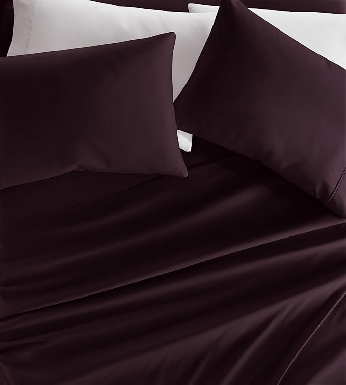 Linen Market Brushed Microfiber Queen Sheet Set 4 Piece – Oeko-TEX Certified Ultra Soft & Wrinkle-Free - 16" Deep Pocket Sheets - Easy Care Queen Size - Purple