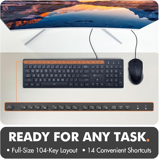 X9 Wired Keyboard and Mouse Combo - Large Print Backlit Keyboard and Mouse for Elderly, Low Vision, Visually Impaired - 7 LED Light Up Color, Lighted Large Letters for Laptop PC Computer USB
