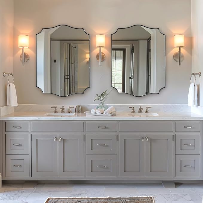 ANDY STAR Brushed Nickel Mirror, 22x30 Inch Silver Bathroom Vanity Mirror, Anti-Rust Stainless Steel 1" Frame, Unique Rectangular Mirror Ideal for Bathroom, Powder Room