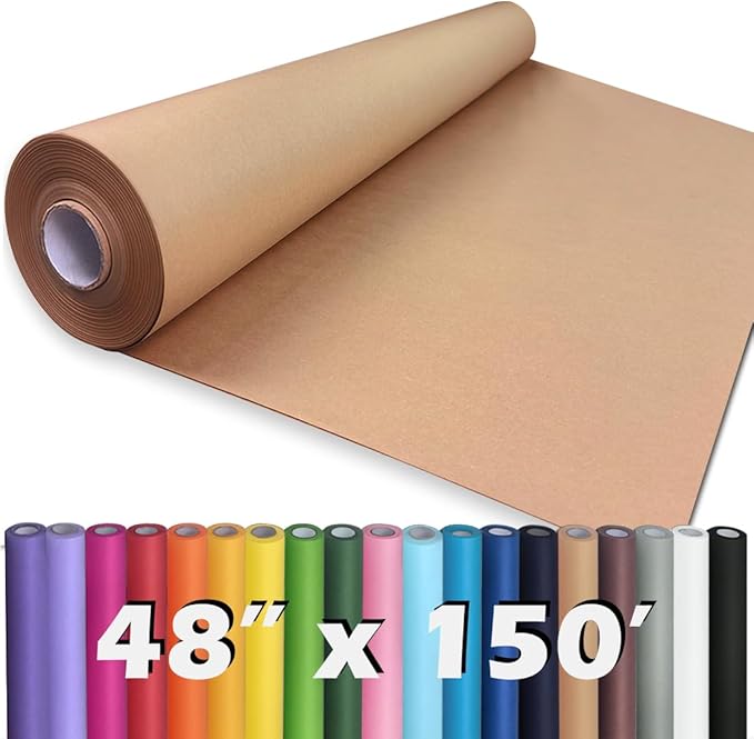 PerkHomy Brown Kraft Paper Roll 48" x 1,800" (150') for Gift Wrapping Bouquet Flower Art Painting Craft Writing Packaging Shipping 80GSM 55LB (Brown, 48" x 150')