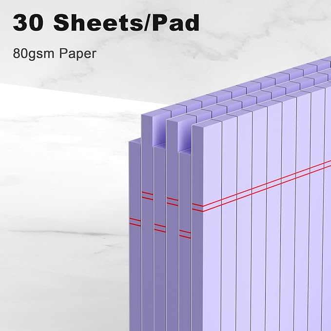 AILZFEI 6pcs Small Legal Pad 5x8 College Ruled Purple Legal Pads Notepads 6 Pack Study Back Writing Pads 5 x 8 Perforated Narrow Ruled Pads of Paper Purple