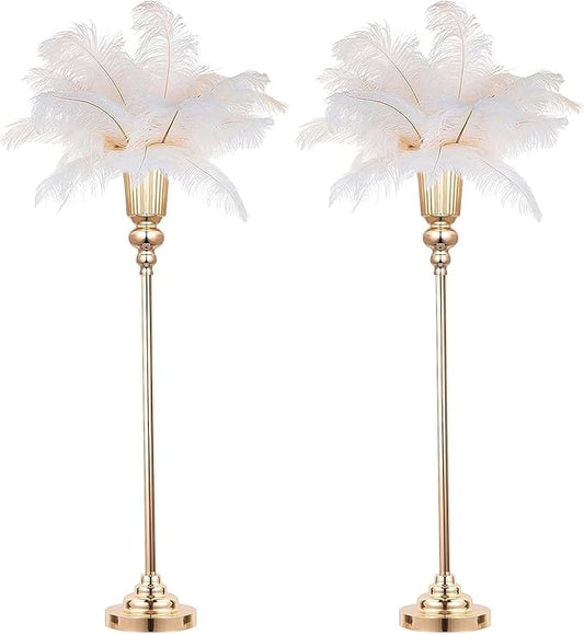 32.2" Height Versatile Gold Tall Vases for Centerpieces, Metal Trumpet Vases for Wedding Party Dinner Centerpiece, Road Lead for Anniversary Celebration Birthday, 2pcs