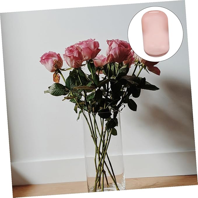Creative Gradient Frosted Glass Vase Small Hydroponic Floral Arrangement Holder for Office Home Decor Table Centerpiece